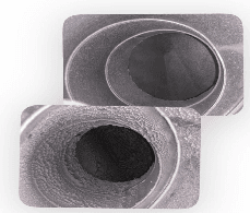 Round flex duct — fully cleared of accumulated debris and particulate.